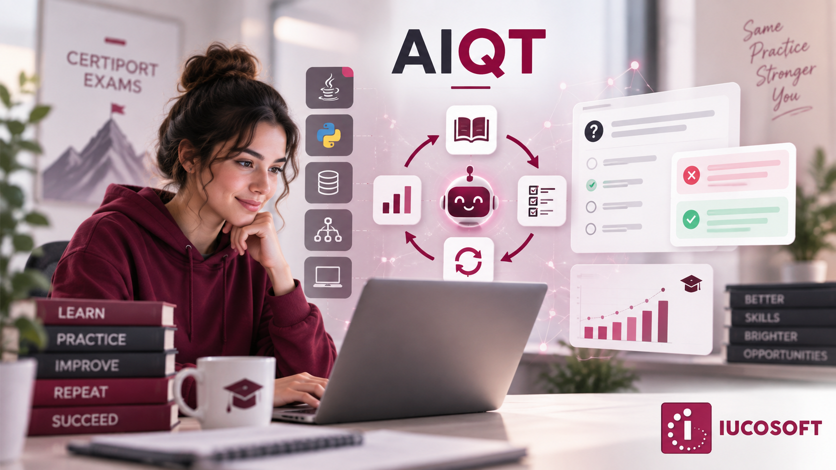 AIQT IUCOSOFT: platforma de pregătire pentru examenele Certiport prin învățare, exercițiu și testare inteligentă