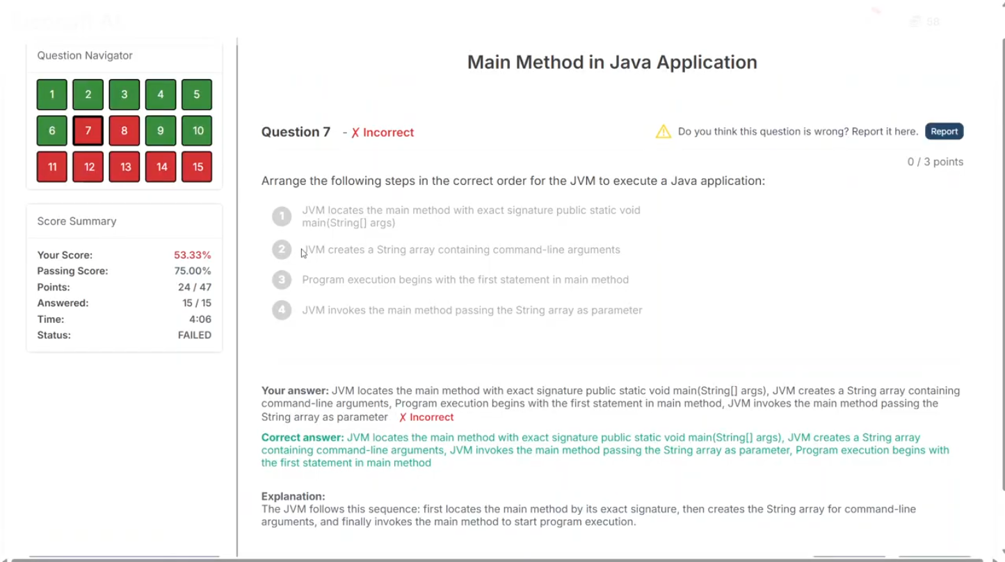 AIQT test în desfășurare